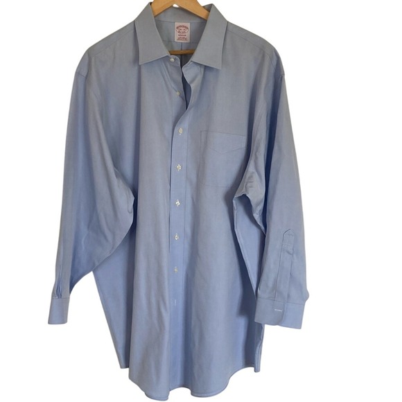 Brooks Brothers Mens Madison Light Blue‎ Button Down Shirt Size 18.5/34 No Iron - Picture 1 of 9